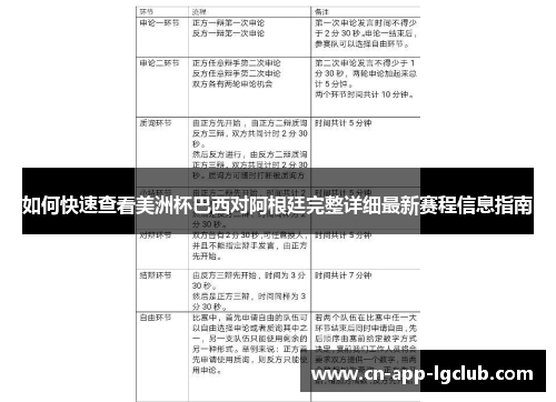 如何快速查看美洲杯巴西对阿根廷完整详细最新赛程信息指南